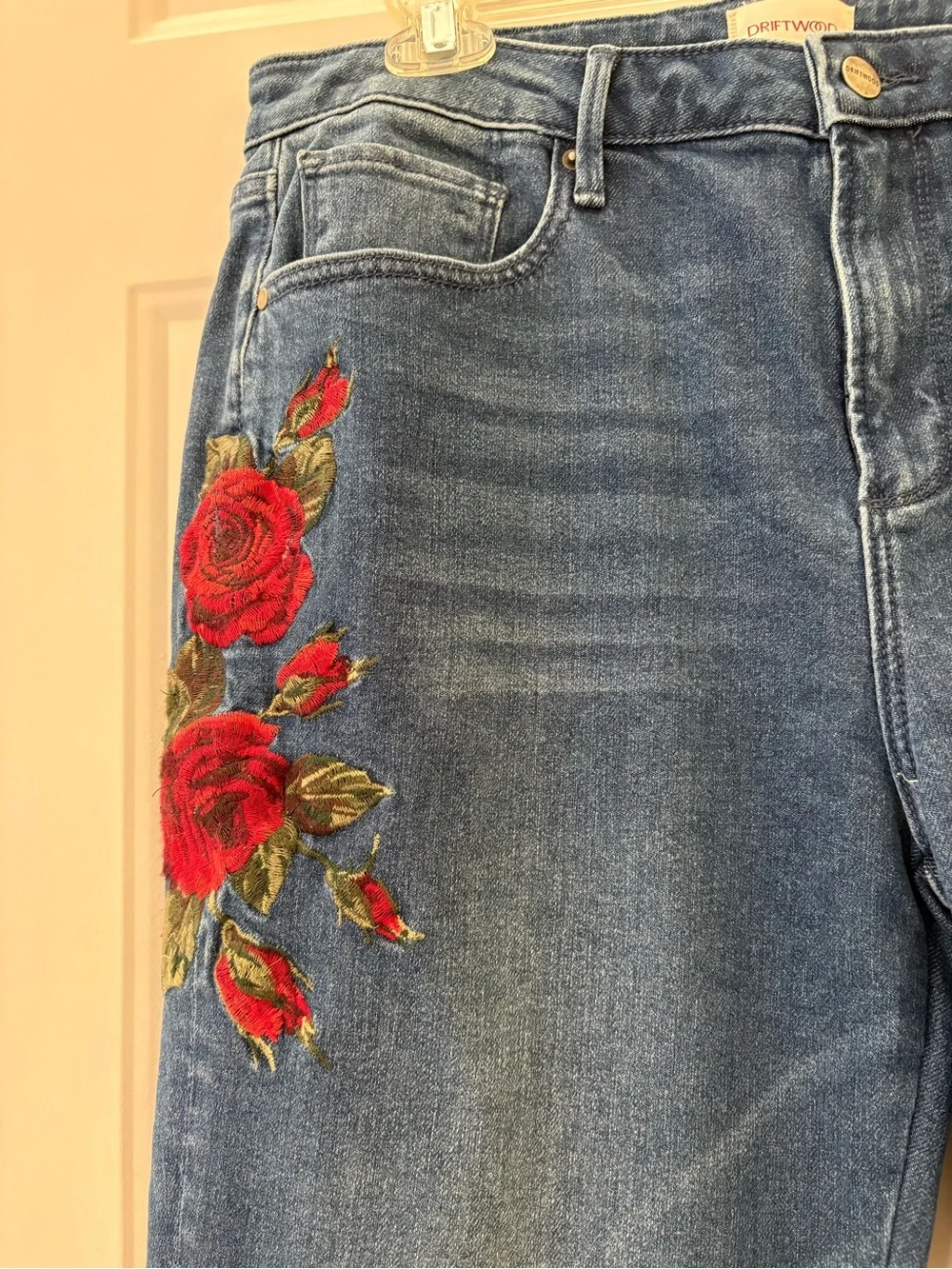 NWT Free People  X Driftwood Fab Farrah Midnight Rose Wide Leg Jeans 32W